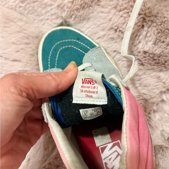 Vans Women's Teal, Pink, and Gray High-Top Sneakers - Picture 5 of 6